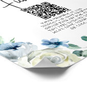 Poster Chic Blue Floral Spring Wedding Honeymoon Fund (Coin)