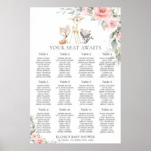 Poster Chic Blush Floral Woodland Greenering Graphique de