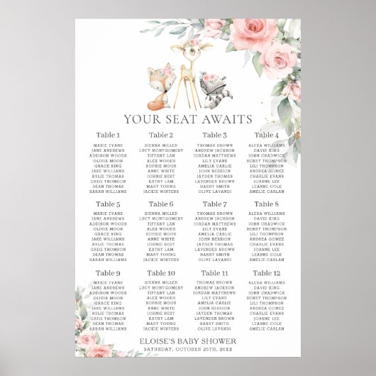 Poster Chic Blush Floral Woodland Greenering Graphique de (Devant)