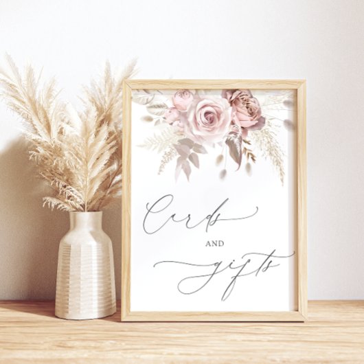 Poster Chic Blush rose Dusty Rose Cartes et cadeaux flora