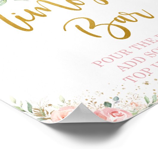 Poster Chic Blush Rose Floral Mimosa Bar Bubbly Boire (Coin)