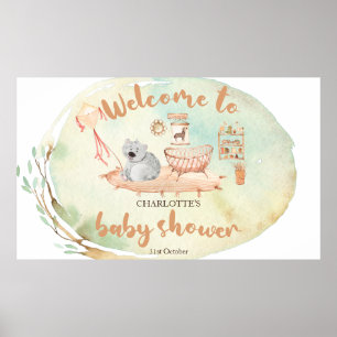 Poster Chic bohème On Peut à Peine Attendre Baby Shower B
