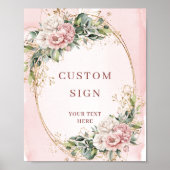 Poster Chic Bohemian Rose Gold Greenery Custom Sign (Devant)