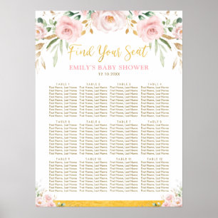 Poster Chic Boho Blush Floral Girl Baby shower Siège