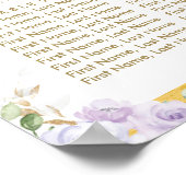 Poster Chic Boho Purple Floral Girl Baby shower Siège (Coin)