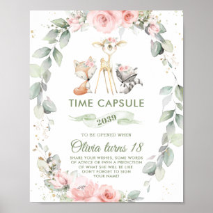 Poster Chic Bois Animaux Végétation Florale Temps Capsule