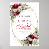 Poster Chic Bourgogne Floral Orée Robe de Mariée de Bienv (Devant)