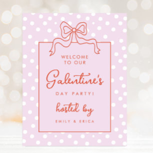 Poster Chic Bow Polka Dot Galentine's Day Party Bienvenue