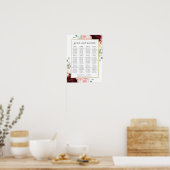 Poster Chic Burgundy Blush Rose Floral Mariage Siège (Cuisine)