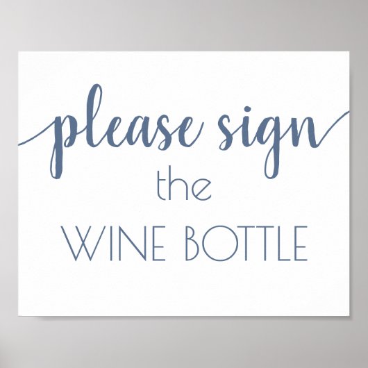 Poster Chic Calligraphie | Symbole Dusty Blue Wine Bottle (Devant)