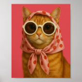 Poster Chic Cat Funny Aesthetic Wall Art Print  (Devant)