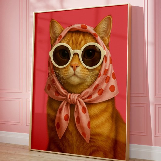 Poster Chic Cat Funny Aesthetic Wall Art Print 