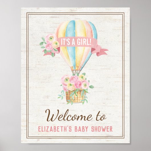 Poster Chic Chic Air Balloon Rose Floral Douche (Devant)
