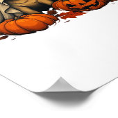 Poster Chic chien Carlin avec Citrouille Automne Hallowee (Coin)