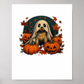 Poster Chic chien Carlin avec Citrouille Automne Hallowee (Devant)