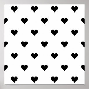 Poster Chic Coeur noir et blanc Romantique