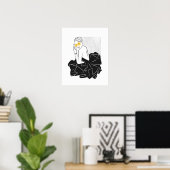 Poster Chic dots mode fille noir et blanc (Bureau à domicile)