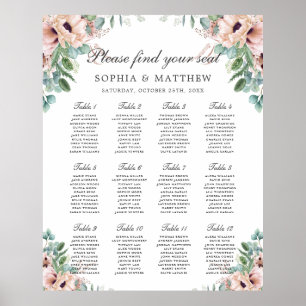 Poster Chic Dusty Rose Blush Floral Mariage Graphique de 