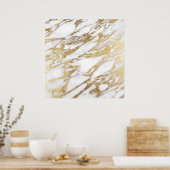 Poster Chic Elegant blanc et or marbre Motif (Cuisine)