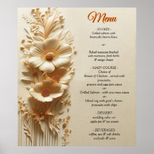 Poster Chic, Elegant Crèmes & cuir texture fleur look