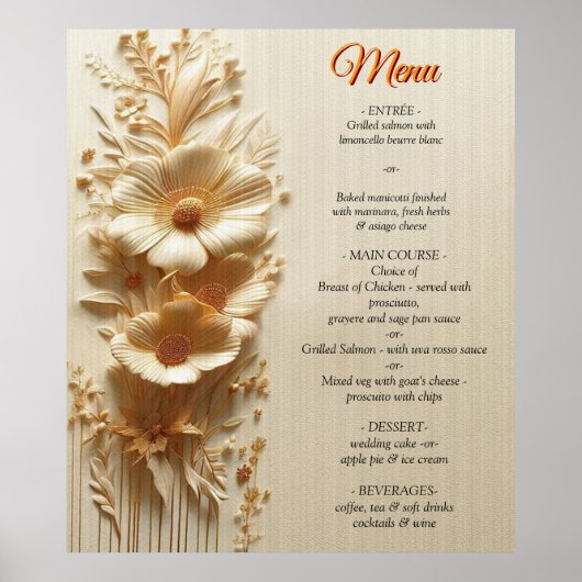 Poster Chic, Elegant Crèmes & cuir texture fleur look (Devant)