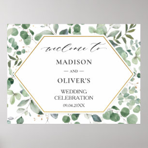 Poster Chic Eucalyptus Greenery Wedding Welcome Sign 