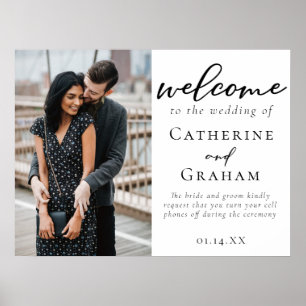 Poster Chic Fiançailles Couple Photo Mariage Bienvenue