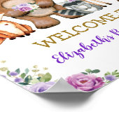 Poster Chic Floral Bois Baby shower Anniversaire Bienvenu (Coin)