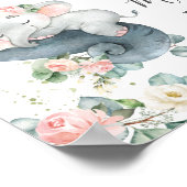 Poster Chic Floral verdure Elephant Baby shower Bienvenue (Coin)