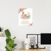 Poster Chic Floral Woodland Animals 1st Birthday Welcome (Bureau à domicile)