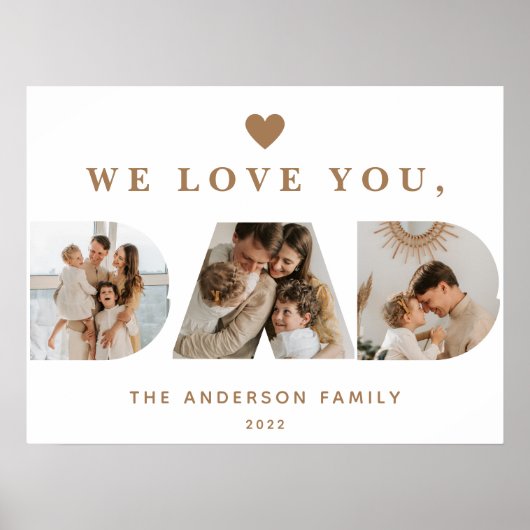 Poster Chic Gold Blanc Personnalisé Trois Papa Script Pho (Devant)