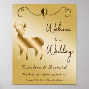 Poster Chic Gold Heart & Gold Parties scintillant Deer Af