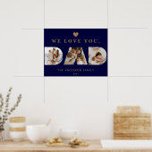 Poster Chic Gold Navy Blue Custom Trois Papa Script Photo (Cuisine)