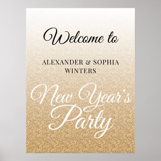 Poster Chic Gold Parties scintillant Nouvel An Accueil (Devant)