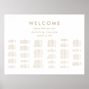 Poster Chic Gold Typographie Horizontal Seating Chart