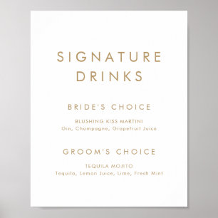 Poster Chic Gold Typography Signature Drinks Sign