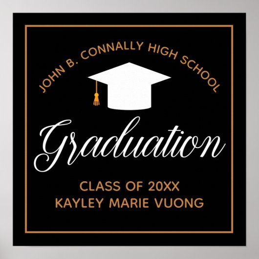 Poster Chic Graduation Black Gold Custom Graduate Party (Devant)
