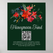 Poster Chic Green Floral Poinsettia Honeymoon Fund (Devant)