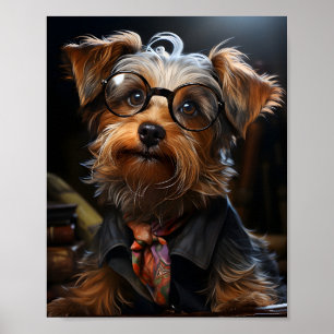 Poster Chic habillé drôle chien porter des lunettes c