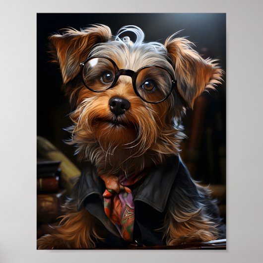 Poster Chic habillé drôle chien ​ ​ porter des lunettes c (Devant)