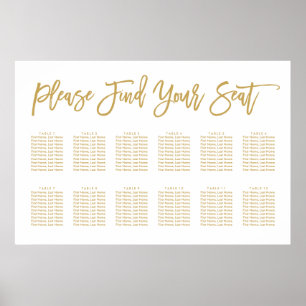 Poster Chic Hand Lettered Seating Chart Gold