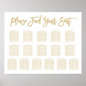 Poster Chic Hand Lettered Seating Chart Gold 16 tables (Devant)