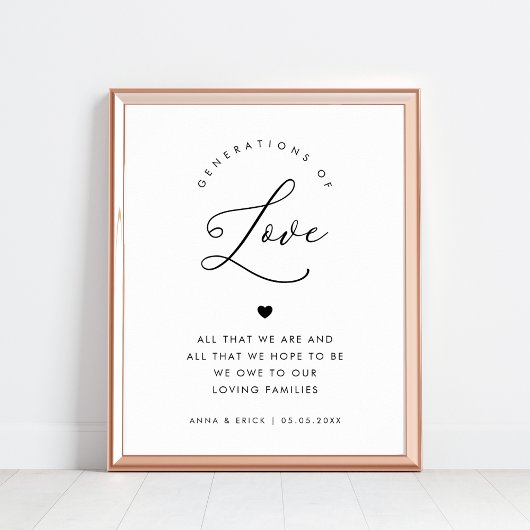 Poster Chic Heart Script Generations of Love Mariage Sign