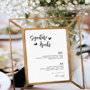 Poster Chic Heart Script Ses Hers Choice Boissons Cocktai