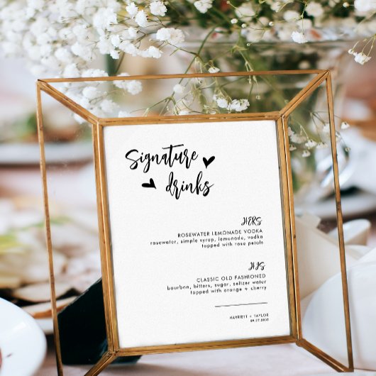 Poster Chic Heart Script Ses Hers Choice Boissons Cocktai