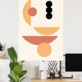 Poster Chic Hip Abstrait Red Sun Black Moon Fusion Art (Bureau à domicile)