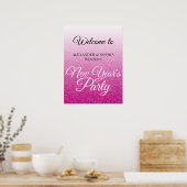 Poster Chic Hot Pink Parties scintillant Nouvel An Accuei (Cuisine)