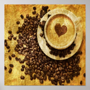 Poster Chic Java cappuccino Café Haricots Lover café