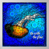 Poster Chic Jellyfish Photo Circle Art "Go with the Flow" (Devant)