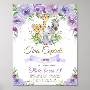 Poster Chic Jungle Animals Purple Floral Time Capsule
